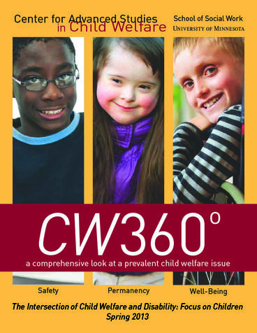 CW360 Spring 2013 edition cover featuring The Intersection of Child Welfare and Disability: Focus on Children