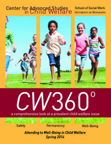 CW360 Spring 2014 edition cover featuring Attending to Well-Being in Child Welfare