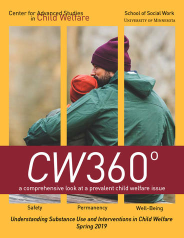 CW360 Spring 2019 edition cover featuring Understanding Substance Use and Interventions in Child Welfare