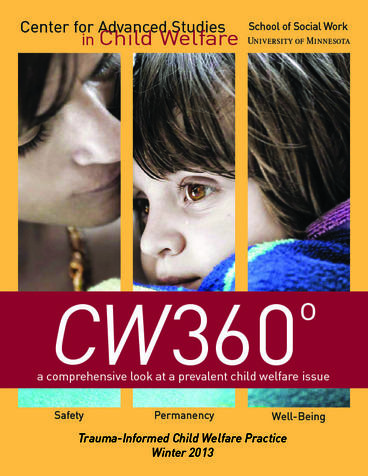 CW360 Winter 2013 edition cover featuring Trauma-Informed Child Welfare Practice