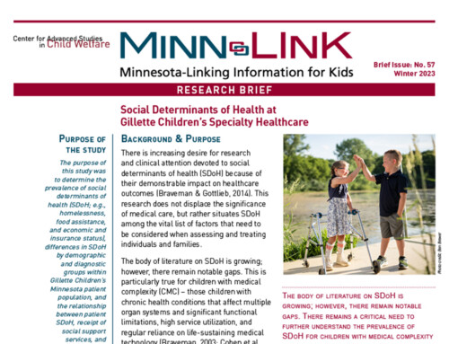 Social Determinants of Health at  Gillette Children’s Specialty Healthcare (ML #57)